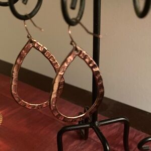 Hammered Metal Copper Tone Earrings